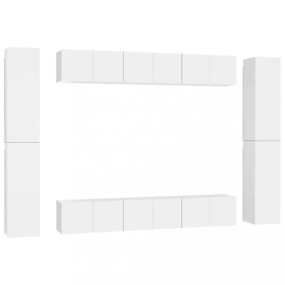 10 részes fehér szerelt fa TV-szekrényszett