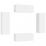 4 részes fehér szerelt fa TV-szekrényszett