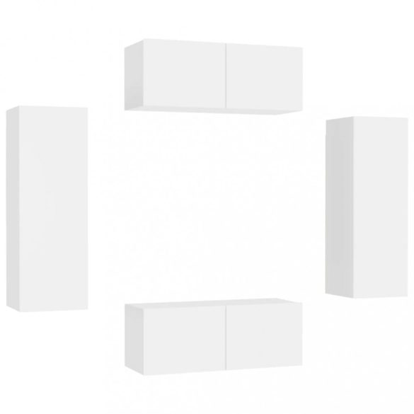 4 részes fehér szerelt fa TV-szekrényszett