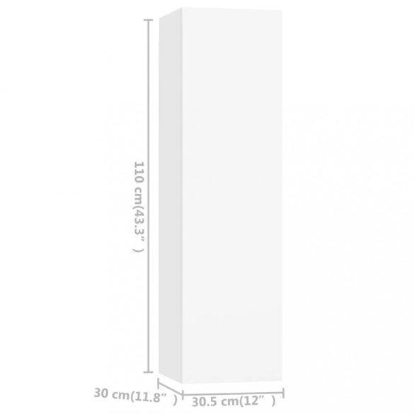4 részes fehér szerelt fa TV-szekrényszett