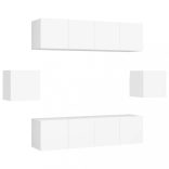 6 részes fehér szerelt fa TV-szekrényszett