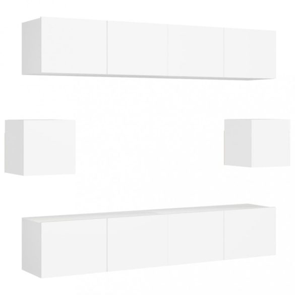 6 részes fehér szerelt fa TV-szekrényszett