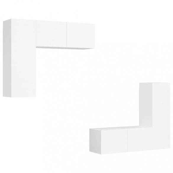 4 részes fehér szerelt fa TV-szekrényszett