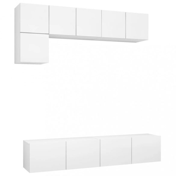 5 részes fehér szerelt fa TV-szekrényszett