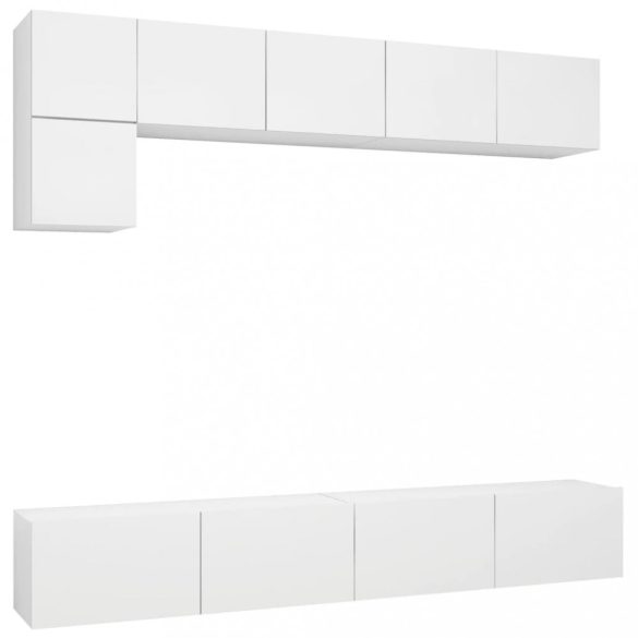 5 részes fehér szerelt fa TV-szekrényszett