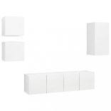 5 részes fehér szerelt fa TV-szekrényszett