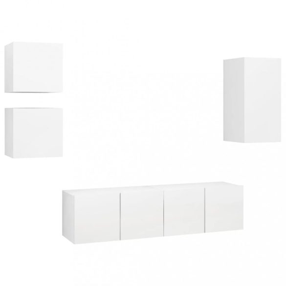 5 részes fehér szerelt fa TV-szekrényszett