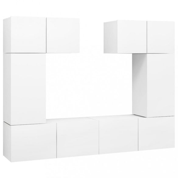 6 részes fehér szerelt fa TV-szekrényszett