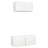 2 részes fehér szerelt fa TV-szekrényszett