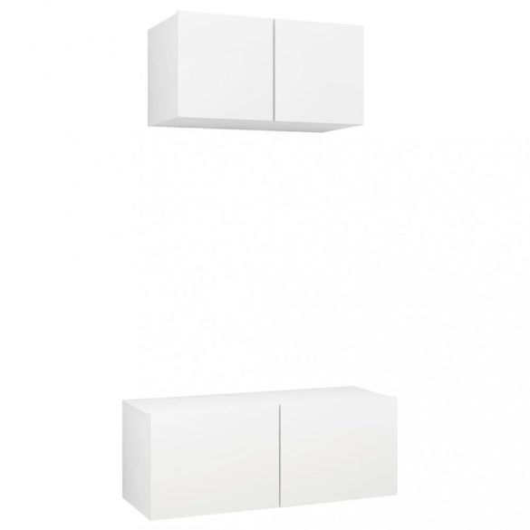 2 részes fehér szerelt fa TV-szekrényszett