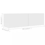 2 részes fehér szerelt fa TV-szekrényszett