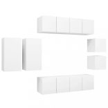 8 részes fehér szerelt fa TV-szekrényszett