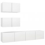 4 részes fehér szerelt fa TV-szekrényszett