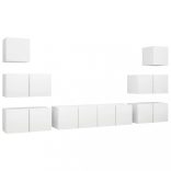 8 részes fehér szerelt fa TV-szekrényszett