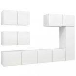 6 részes fehér szerelt fa TV-szekrényszett