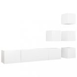 6 részes fehér szerelt fa TV-szekrényszett