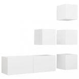 5 részes fehér szerelt fa TV-szekrényszett