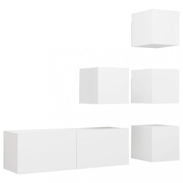 5 részes fehér szerelt fa TV-szekrényszett