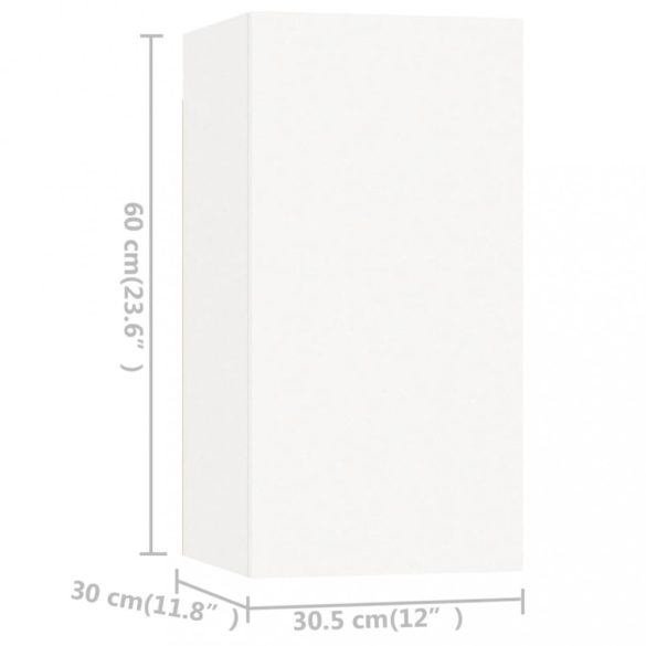 4 részes fehér szerelt fa TV-szekrényszett