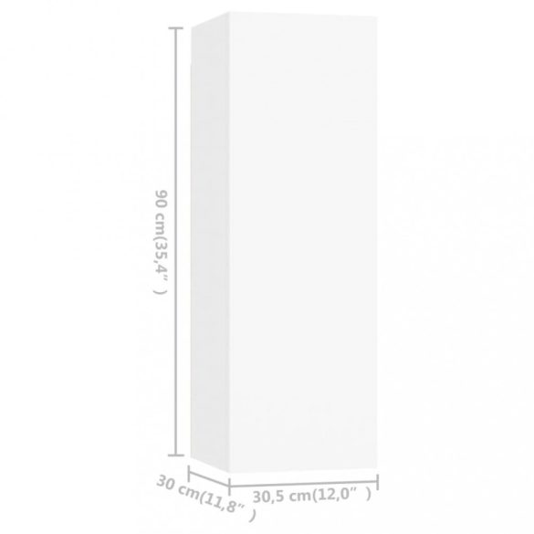 4 db fehér szerelt fa TV-szekrény 30,5 x 30 x 90 cm