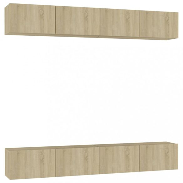 4 db sonoma tölgy színű szerelt fa TV-szekrény 100 x 30 x 30 cm