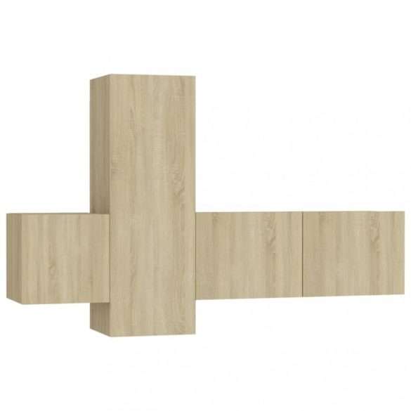 3 részes sonoma tölgy színű szerelt fa TV-szekrényszett