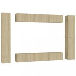 10 részes sonoma tölgy színű szerelt fa TV-szekrényszett