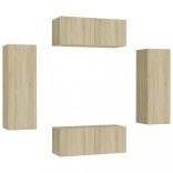 4 részes sonoma tölgy színű szerelt fa TV-szekrényszett