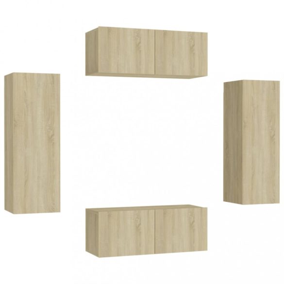 4 részes sonoma tölgy színű szerelt fa TV-szekrényszett