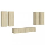 6 részes sonoma tölgy színű szerelt fa TV-szekrényszett