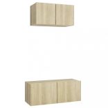 2 részes sonoma tölgy színű szerelt fa TV-szekrényszett