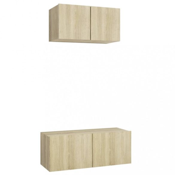 2 részes sonoma tölgy színű szerelt fa TV-szekrényszett