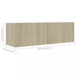 2 részes sonoma tölgy színű szerelt fa TV-szekrényszett