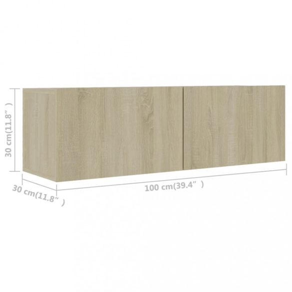 2 részes sonoma tölgy színű szerelt fa TV-szekrényszett