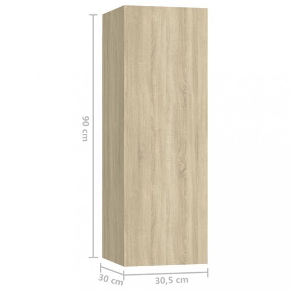 7 részes sonoma tölgy színű szerelt fa TV-szekrényszett