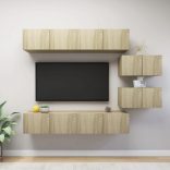 6 részes sonoma tölgy színű szerelt fa TV-szekrényszett