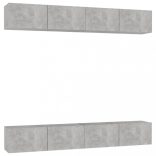 4 db betonszürke szerelt fa TV-szekrény 100 x 30 x 30 cm