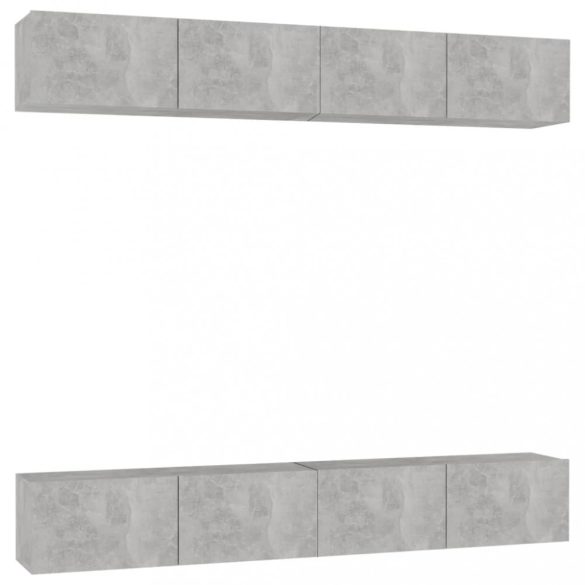 4 db betonszürke szerelt fa TV-szekrény 100 x 30 x 30 cm