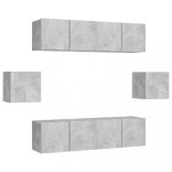 6 részes betonszürke szerelt fa TV-szekrényszett