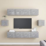 6 részes betonszürke szerelt fa TV-szekrényszett