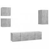 5 részes betonszürke szerelt fa TV-szekrényszett