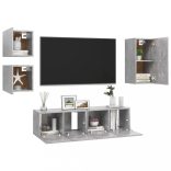 5 részes betonszürke szerelt fa TV-szekrényszett