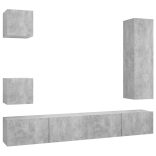 5 részes betonszürke szerelt fa TV-szekrényszett