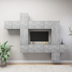 10 részes betonszürke forgácslap TV-szekrényszett