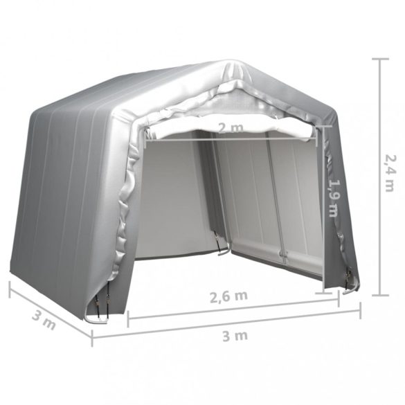 szürke acél tárolósátor 300 x 300 cm