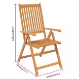 7 részes tömör akácfa kerti étkezőgarnitúra 120-170 cm