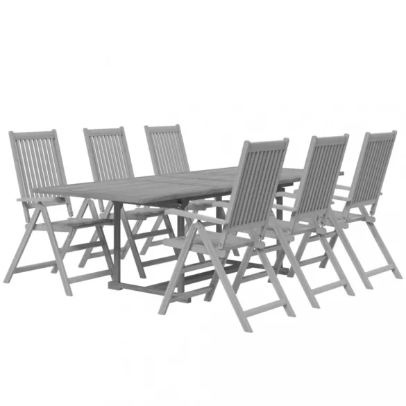 7 részes tömör akácfa kerti étkezőgarnitúra