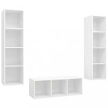 3 részes fehér szerelt fa TV-szekrény szett