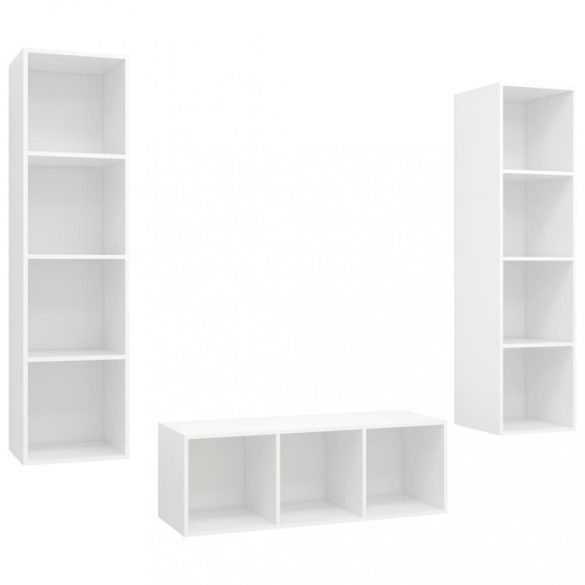 3 részes fehér szerelt fa TV-szekrény szett