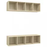 2 db tölgyszínű szerelt fa falra szerelhető TV-szekrény